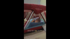 My cute son is sleeping after eating er