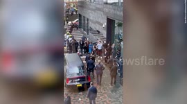 Dramatic moment protester tackled to ground - just yards away from Emmanuel Macron