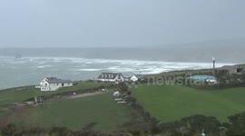 Storm Noa blasting its way across Port Isaac bay, normally you just see a bit of white water round the edge of the bay but not today, its complete `white out