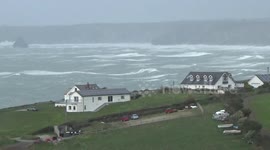 Storm Noa brings complete white out to Port Isaac Bay and forces closure of local amenities