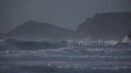 Massive waves and high winds at Sennen as Storm Noa ravages the Cornish coast