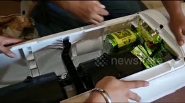 Drug couriers caught red-handed with 64 Kg of methamphetamine hidden inside portable air conditioner