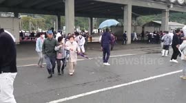 Watch moment people flee after Japan PM Kishida evacuated after bomb scare
