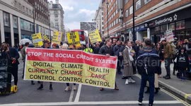Anti cashless society protesters block Oxford street