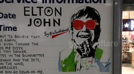 In the North Greenwich Underground Station creative staff have created an amazing Elton John based sign that contains the titles of many of his most popular songs
