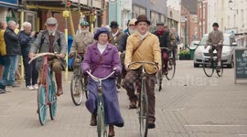 Riders of unique bicycle design gather in Dursley to pay homage to inventor