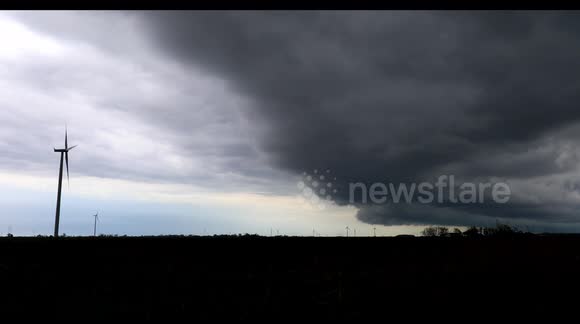 Impressive footage of a storm over a wind farm in Ontario, Canada, part 1