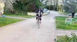 Man who received world's first double arm transplant rides bike for the first time