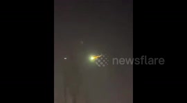 Rare bolide streaks sky with spectacular green light in northern China