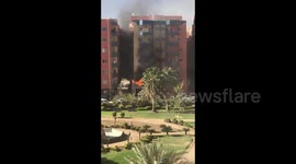 Fire erupts at residential building in Khartoum, Sudan, after alleged shelling