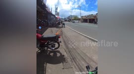 Little boy strays into road before frantic neighbours catch him