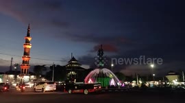 Timelapse; The crowds in the center of Cilacap City after breaking the fast of Ramadan