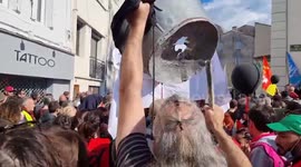 France: President Macron Pays Visit To Ganges, Pension Reform Protesters Gather To Rally