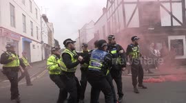 Clashes in Cheltenham town centre as rival football teams face off before match