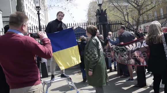 Not our war - no more involvement in Ukraine - Not A Penny More To The Zelensky Regime .confronted by Ukrianian nationalists. London
