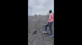 Boy trips & crashes while running down Pacaya Hill