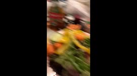 Curious Charles the cat touches a cucumber in Cranston RI