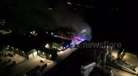 Drone footage shows fire at at recycling centre in Ilkeston, Derbyshire