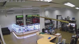 Shop ceiling collapses while being battered by storm in Thailand