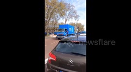 France: Hundreds Of Enedis Trucks Gather At Versailles Palace For Pension Reform Protest