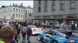 Car meeting on the main square of Daugavpils