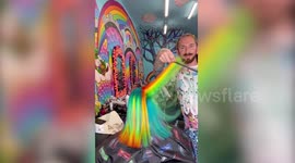 Hair colourist has five month waiting list for rainbow styles with clients flying from overseas to dye their hair