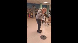 Leg day at the nursing home: Senior citizens take part in a workout to develop their lower body