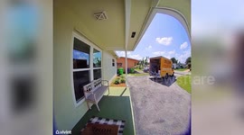 Mother faceplants in front of her house as she rushes to fetch drink