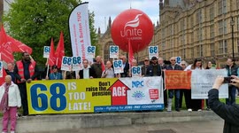 Protest against pension age increase, London, UK