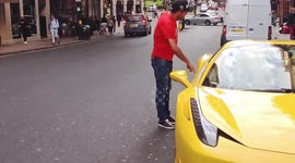 Another Video Of A Beautiful Yellow Ferrari Driving Off Berkeley Street