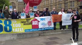 Protest against pension age increase '68 is too late' London, UK