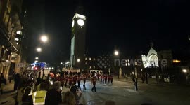 British soldiers fill the streets of Westminster as part of the full military rehearsals ahead of the King's coronation.