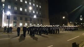 British soldiers fill the streets of Westminster as part of the full military rehearsals ahead of the King's coronation.