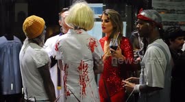 Irish Model And media Personality Vogue Williams Spencer Known For Participating In Dancing With The Stars Seen Entertaining A Crowd At The Halloweez Party At M Restaurant. Vogue's A Presenter At Global Studios Where She Works With Her Former 