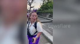 Aggressive wild monkey jump-punches backpacker in Bali