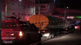 Commercial utensil store catches fire in Barueri, Sao Paulo, Brazil