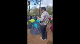 Happy campers: people from all over the world set up tents days before the coronation to bag a front row view