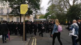 Police gather just off The Mall ready for duty at the King's Coronation
