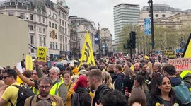 Anti Royalists, Protest during King Charles III Coronation Procession in Trafalgar Square.