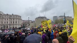Anti Royalists, Protest during King Charles III Coronation Procession in Trafalgar Square.