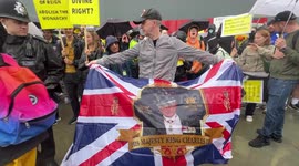 Anti Royalists, Protest during King Charles III Coronation Procession in Trafalgar Square.