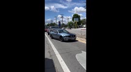 Wild Mustang driver causes chaos: Rear-ends Lexus, hits truck and Porsche, tries to flee the scene in Woodland Hills California