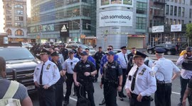 NYPD and protesters clash at vigil for Jordan Neely in Soho New York City.