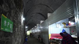 A Food Market in An Abandoned Railway Tunnel in Chongqing, China