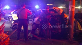 Two Riverside County Sheriff's Deputies Physically Extricated from Patrol Unit Following Crash, One Critical