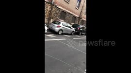 Protesters are installing wires in Paris, France