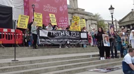 Speaker Dr Mike Yeadon is ex-Pfizer scientist 'Truth be told' rally in Trafalgar square, London, UK