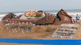 2nd G20 CWG Meeting: Delegates Experience ‘Culture Unites All’ Sand Art Exhibit By Sudarsan Pattnaik At Puri