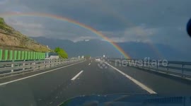 Swiss motorist in AWE after spotting double rainbow