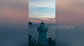 Hot lava sparks out of Mount Stromboli as it erupts in Italy